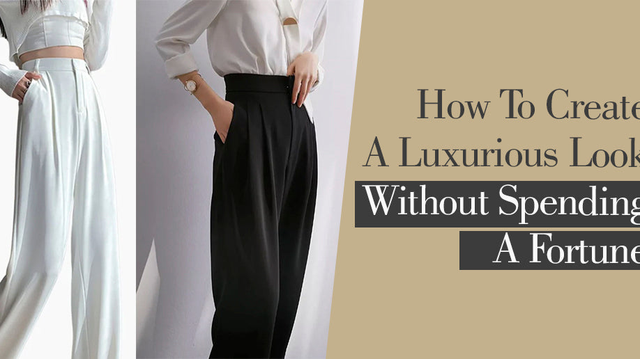Luxury style on a budget: high-waisted skirt and trousers with chic tops.