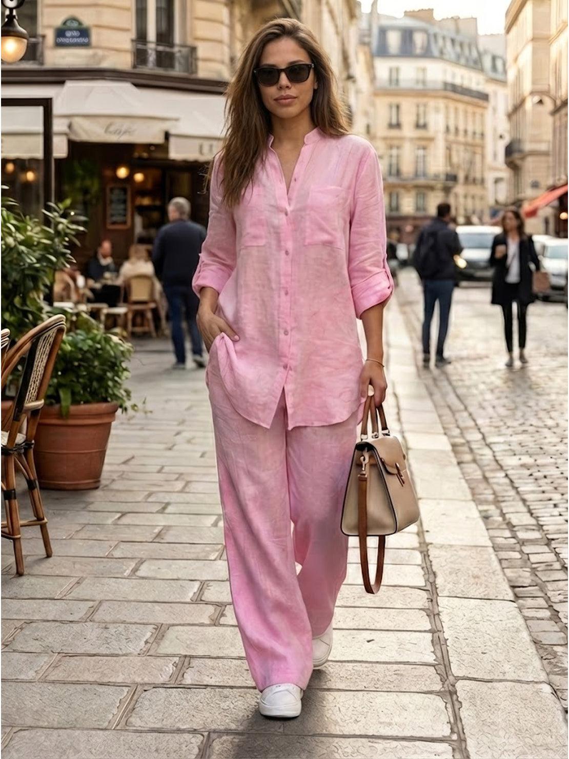 100% cotton Double Comfort Set two-piece outfit in bright yellow for women