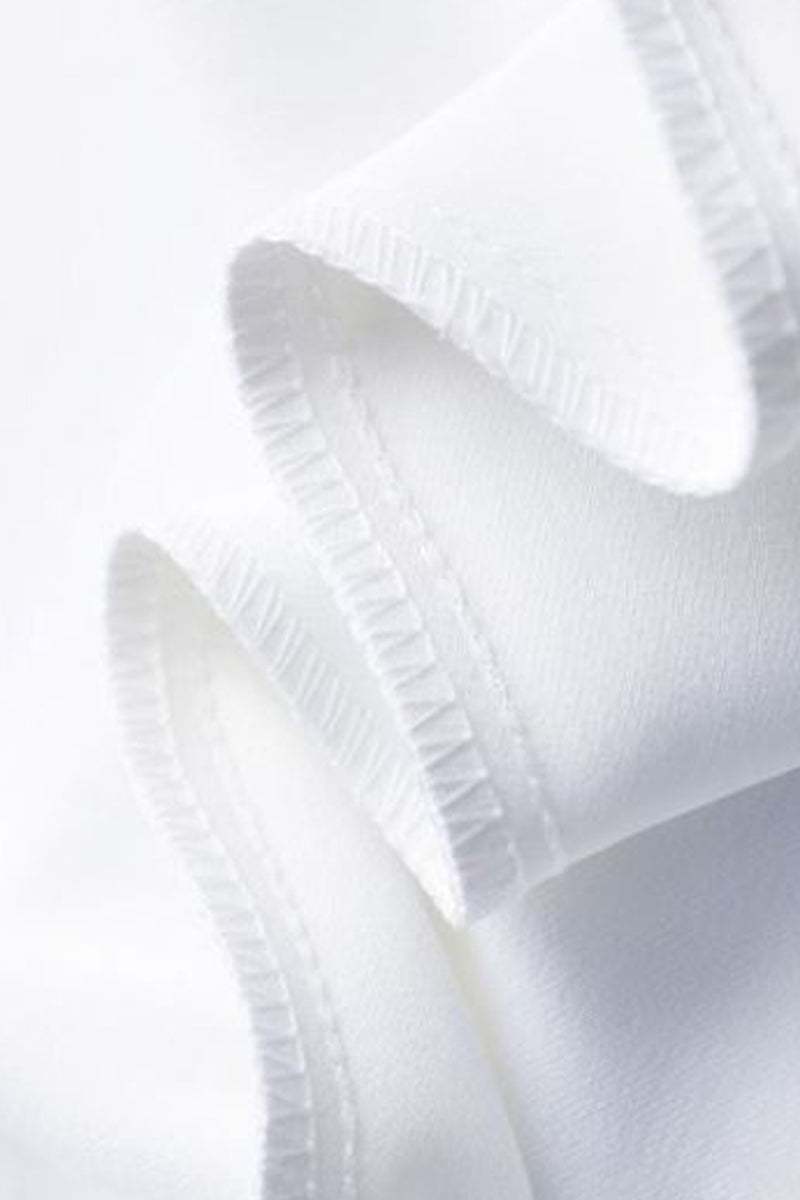 Close-up of soft white fabric for casual loose wide-leg high-waisted pants