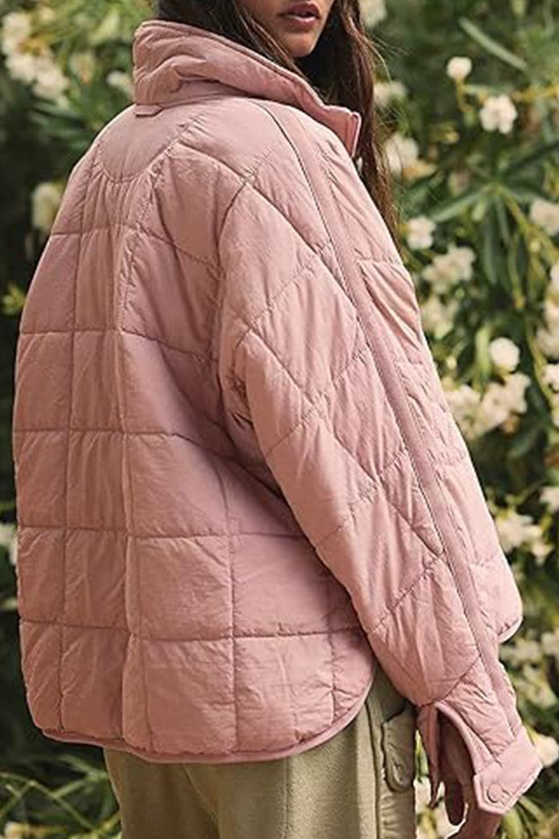 Lightweight puffer travel jacket packed compactly for travel