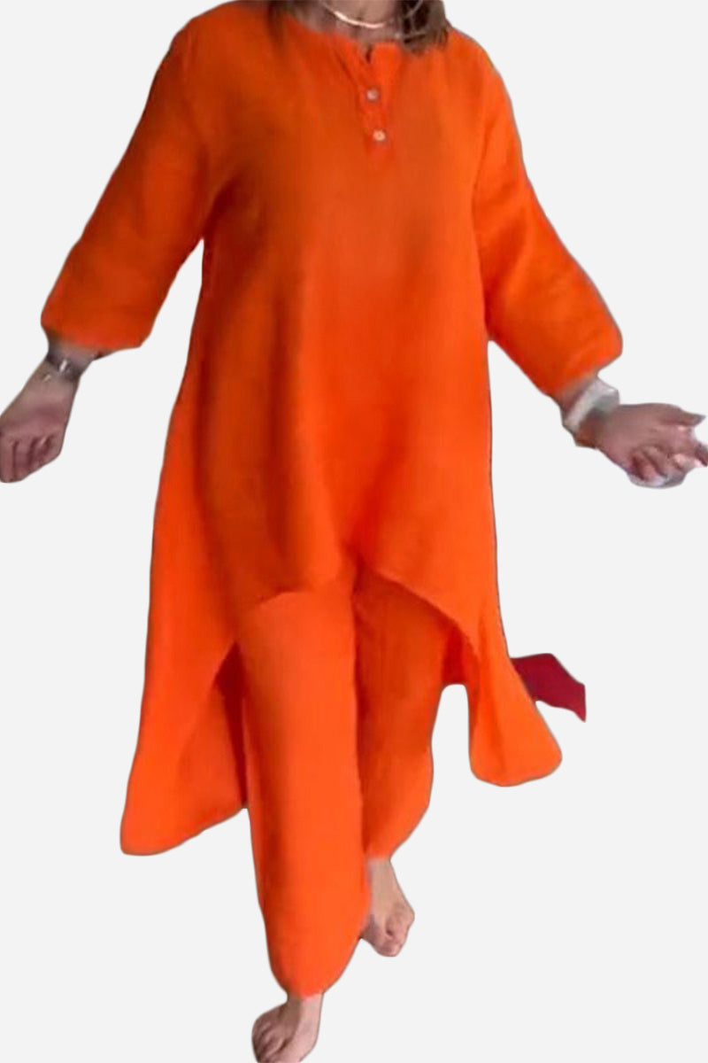 Breathable & featherlight vibrant orange two-piece lounge set with relaxed fit