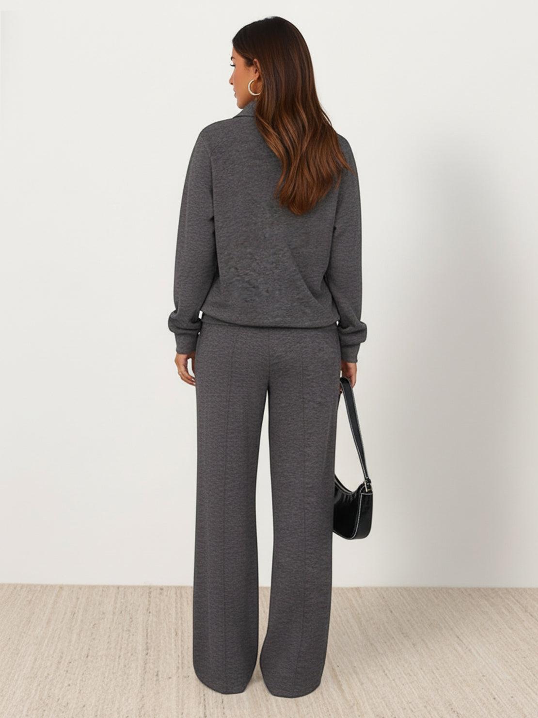 Wrinkle-free casual two-piece polo set with breathable fabric and structured design