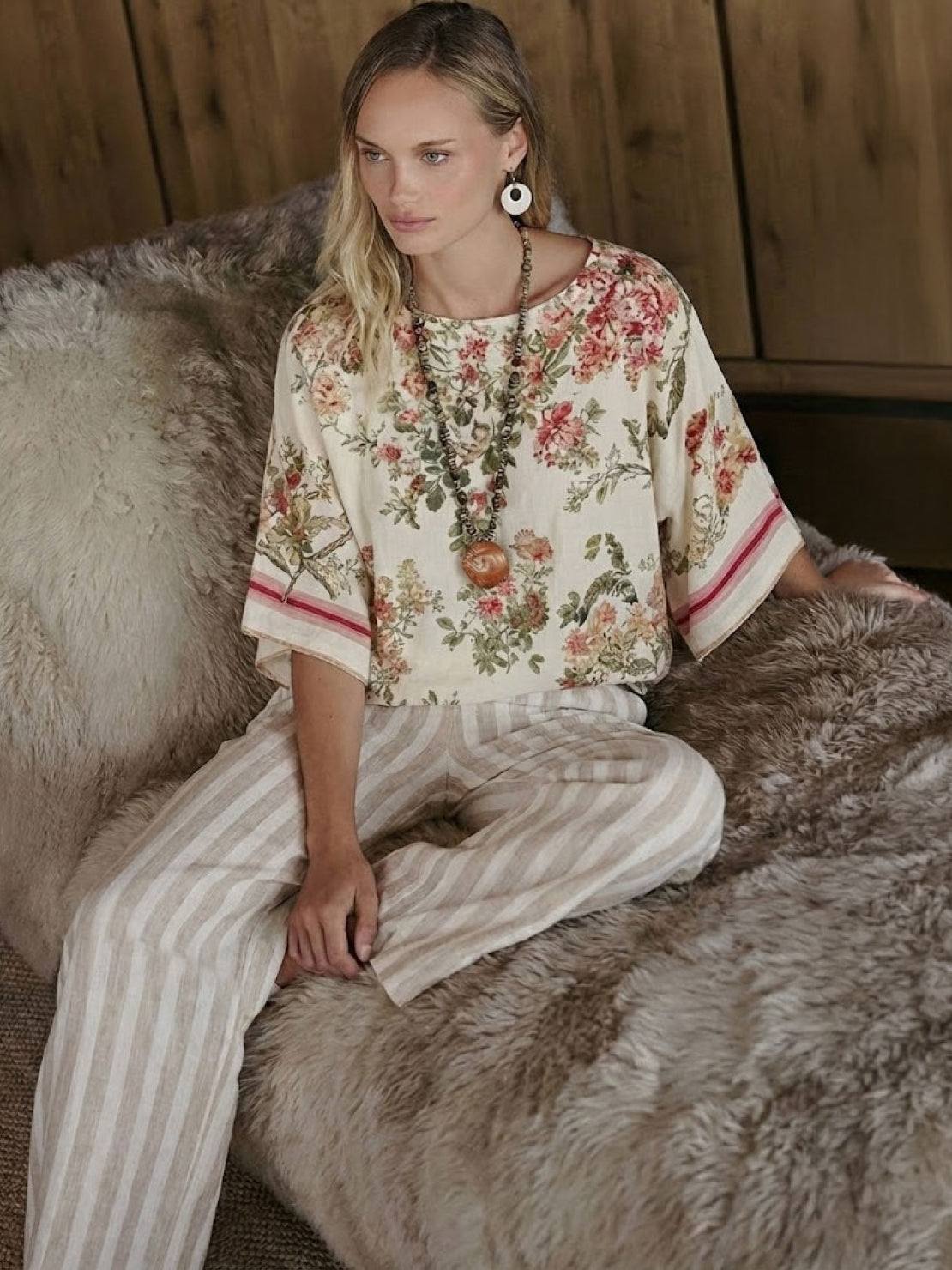 Coastal Comfort Linen two-piece set with lace details and breathable fabric