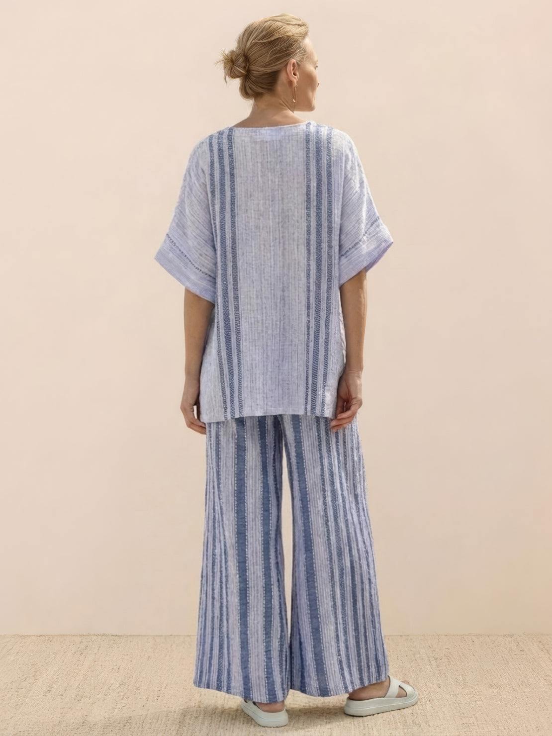 Coastal Comfort Linen two-piece set with lace details and breathable fabric