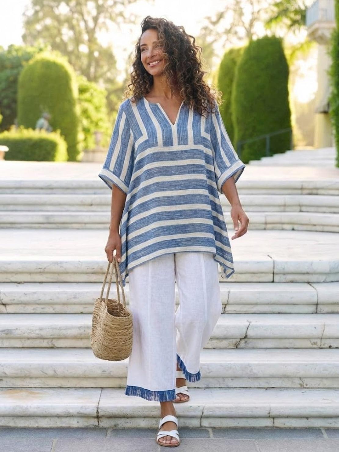 Coastal Comfort Linen two-piece set with lace details and breathable fabric for elegant, relaxed wear