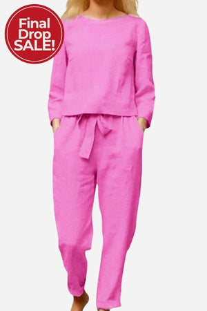 Retro Monochrome Linen Two-Piece Set