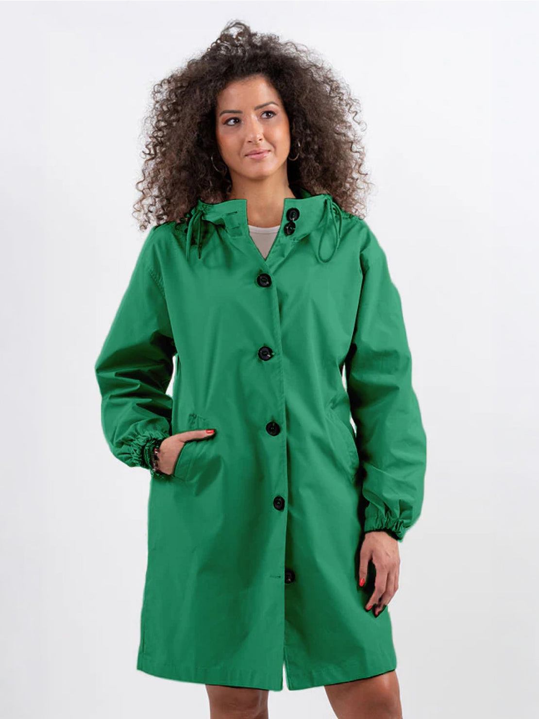 Water-Resistant Oversized Windbreaker rain jacket with hood and multiple pockets for outdoor activities