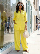 100% cotton Double Comfort Set two-piece outfit in colorful shades with relaxed fit and breathable fabric