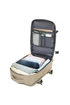 Open Chic Wanderlust Waterproof Backpack showing organized spacious compartments and packed clothes