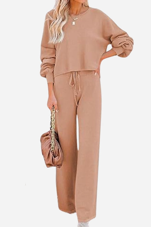 Round Neck Loose Fit Cozy Two-Piece Set