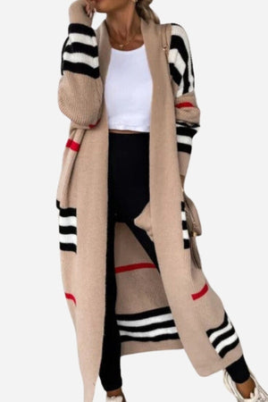 Cozy Striped Long Knitted Cardigan