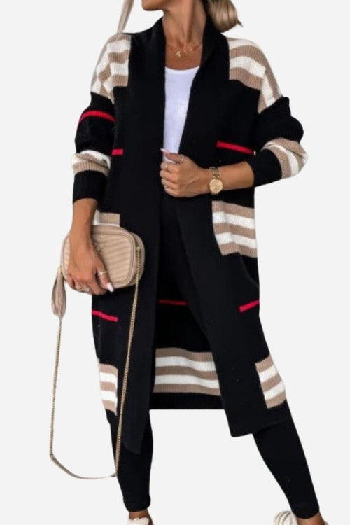 Cozy Striped Long Knitted Cardigan