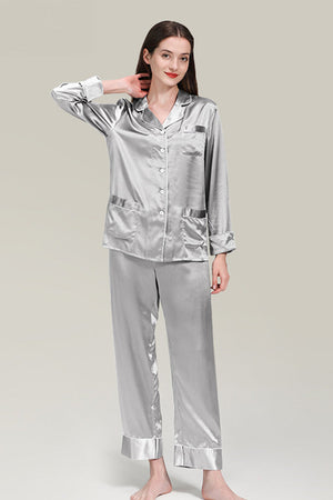 Long Sleeve Button-Up Mulberry Silk Pajamas