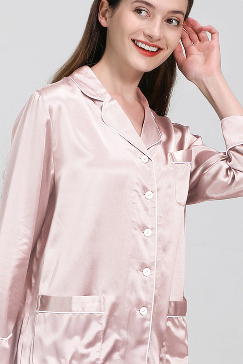 Long Sleeve Button-Up Mulberry Silk Pajamas