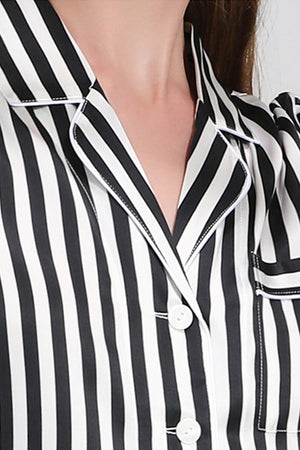 100% Mulberry Silk Striped Long Sleeves