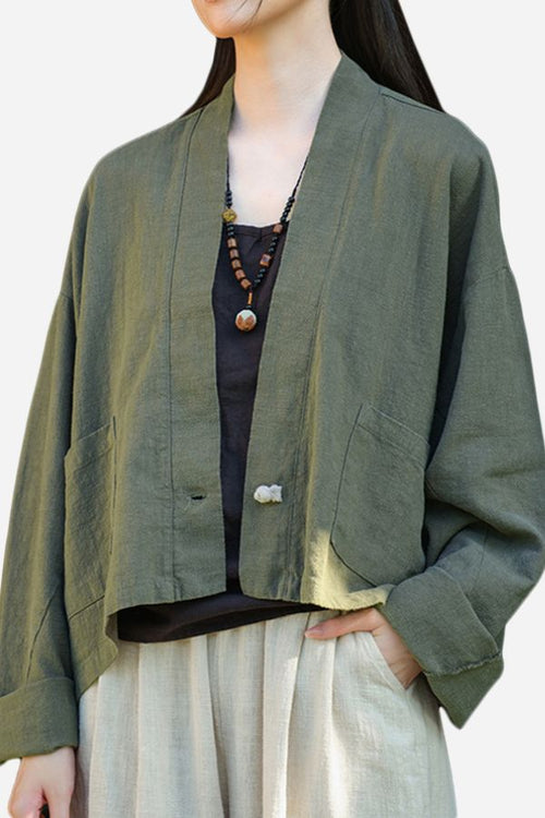 One Size Fits All Ramie Linen and Cotton Cardigan