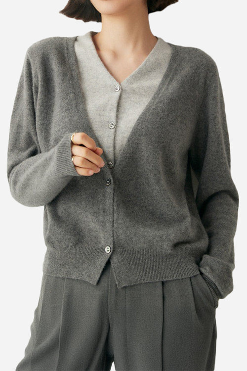 Single-Breasted Cashmere Wool Cardigan