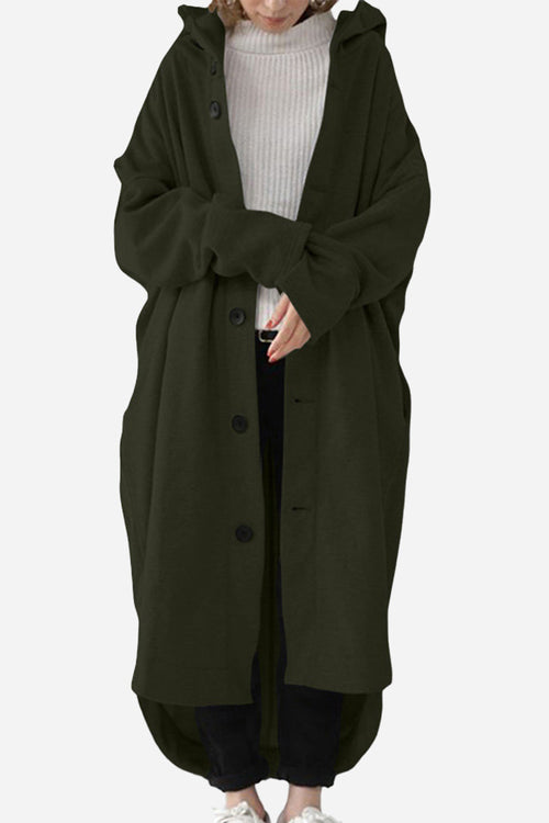 Oversized Everyday Buttoned Hooded Coat