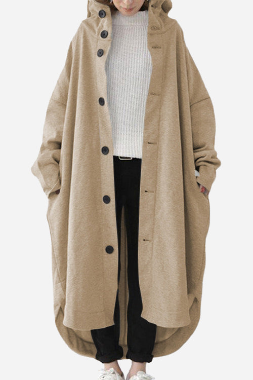 Oversized Everyday Buttoned Hooded Coat