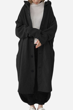 Oversized Everyday Buttoned Hooded Coat