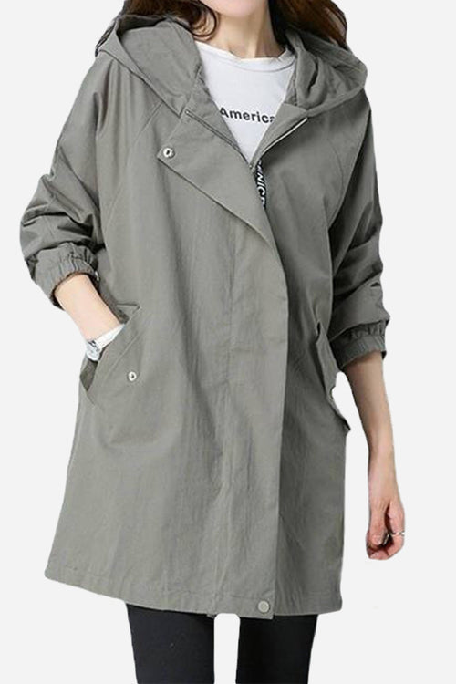 Travel Fashion Hooded Trench Coat