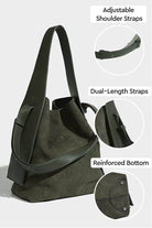 Vintage Charm Bag suede with adjustable dual-length straps and reinforced bottom, spacious and stylish everyday handbag