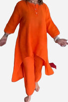 Breathable & featherlight vibrant orange two-piece lounge set with relaxed fit