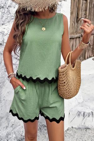 Flattering Coastal Scallop Two Piece Set