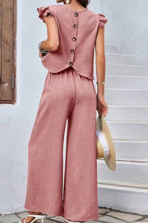 Breezy Elegance Ruffle-Sleeve Two-Piece
