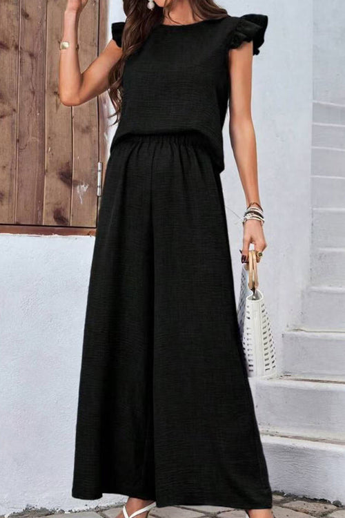 Breezy Elegance Ruffle-Sleeve Two-Piece