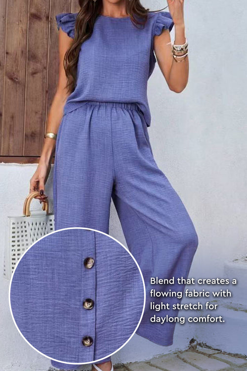 Breezy Elegance Ruffle-Sleeve Two-Piece