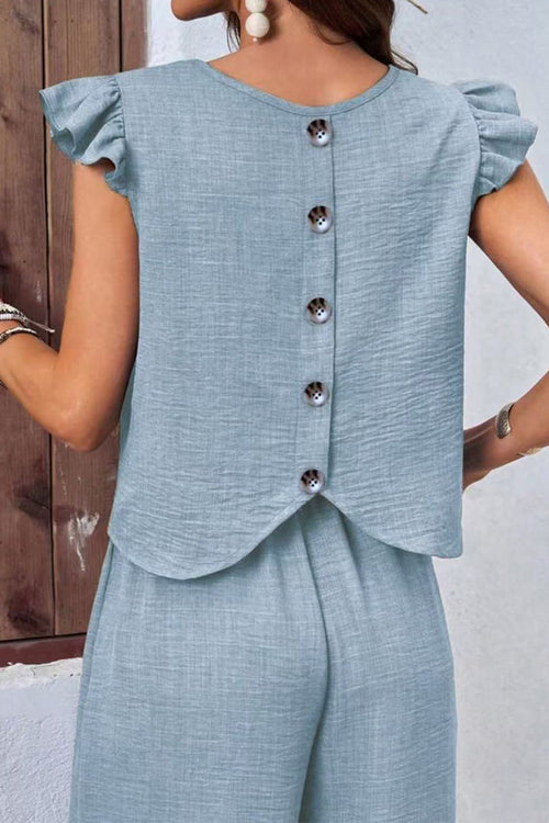 Breezy Elegance Ruffle-Sleeve Two-Piece