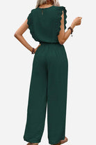 Elegant two-piece set in dark green with lace detail and relaxed fit, perfect for comfortable stylish wear.