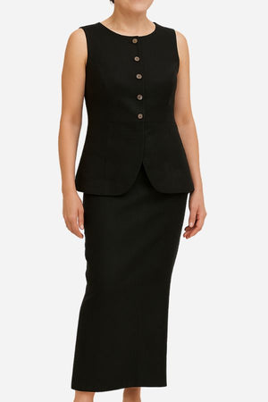 Flattering Cotton-Linen Blend Sleeveless Vest Two-Piece