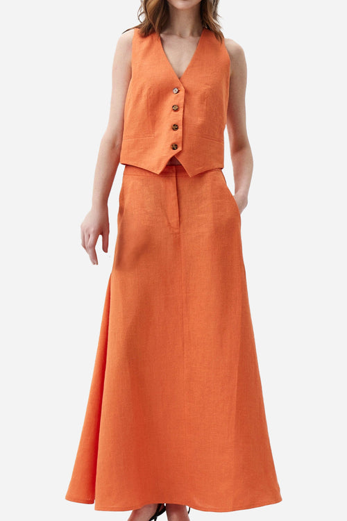 Cotton-Linen Blend Mediterranean Sunset Two-Piece