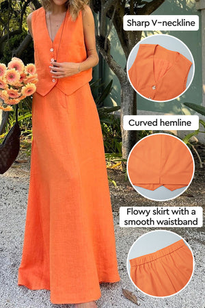 Cotton-Linen Blend Mediterranean Sunset Two-Piece