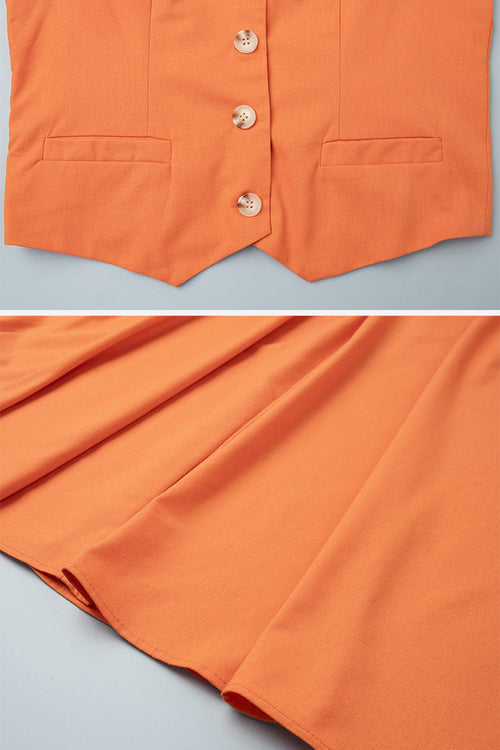 Cotton-Linen Blend Mediterranean Sunset Two-Piece
