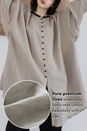 100% Linen Oversized Button-Down Tunic