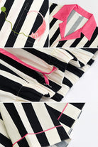 Premium moisture-wicking cotton-tencel striped pajama set with pink collar and trim details