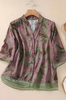 French boutique style organza floral print blouse with lightweight, elegant fabric and delicate flower design