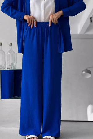 Travel-Friendly Relaxed Fit Wide-Leg Two-Piece Set
