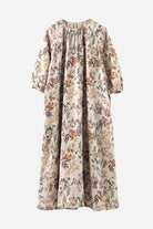 Italian Summers 100% Linen maxi dress with floral print and raglan sleeves, breathable and elegant summer wear