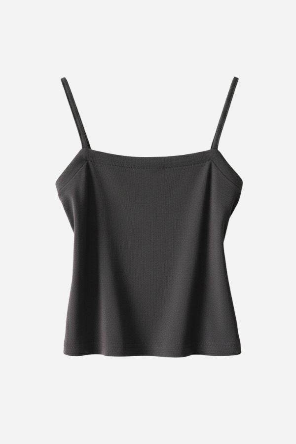 Soft Mornings black breathable camisole tank top from wrinkle-free shirt and shorts set