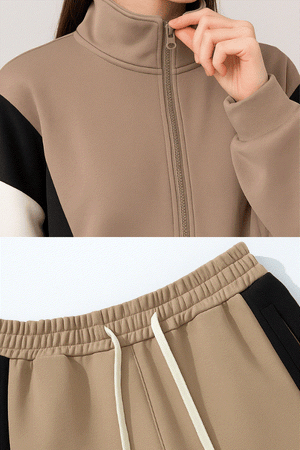 Comfort in Motion breathable lightweight athleisure tracksuit set with zipper jacket and elastic waist pants