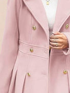 Tailored fit and flare trench coat with A-line silhouette and double-breasted buttons in non-wool fabric