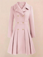 Tailored fit and flare trench coat with double-breasted buttons and smooth lining
