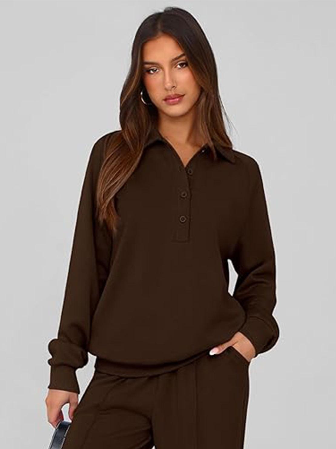 Wrinkle-free casual polo set with structured two-piece loungewear style and breathable fabric