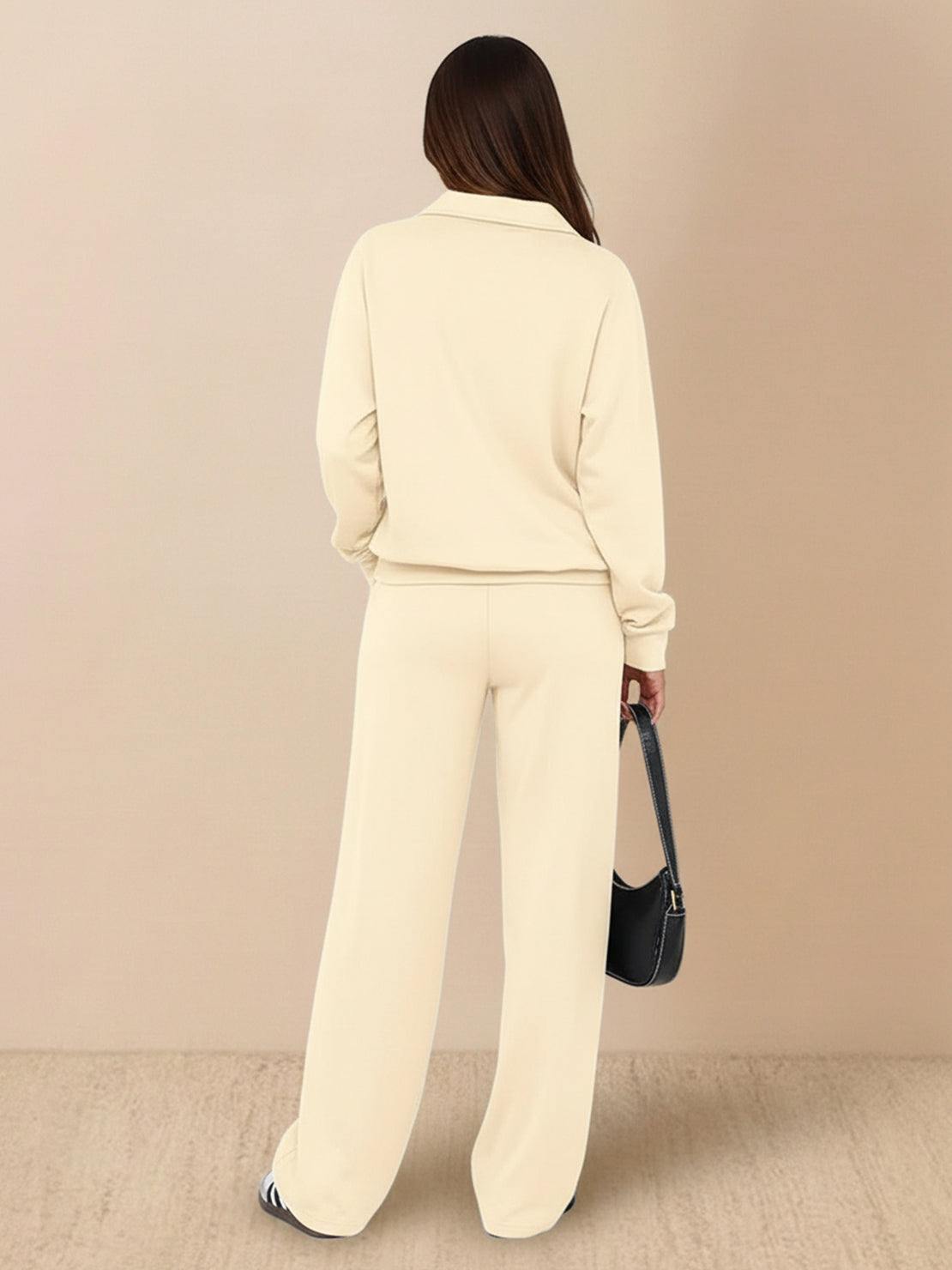 Wrinkle-Free Polo Set two-piece matching casual outfit with structured breathable fabric and side pockets