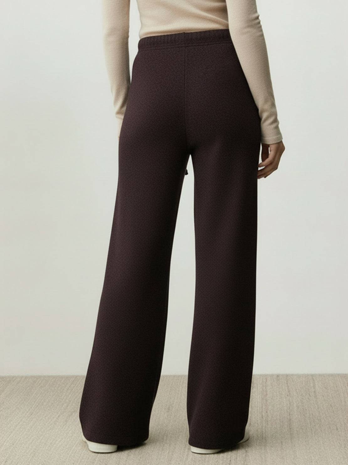 Lightweight wool wide leg pants in wool-lyocell blend with soft brushed fabric and relaxed fit