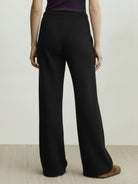 Lightweight wool wide leg pants with soft brushed wool-lyocell blend fabric and relaxed fit